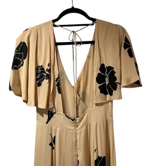 Nude/Black Floral Privacy Please Maxi Dress, Cocktails Parties Resort S - Picture 6 of 8